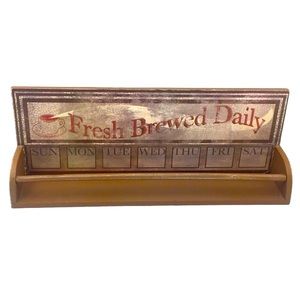 Vintage Style Coffee Weekly “Fresh Brewed Daily” Brown Shelf